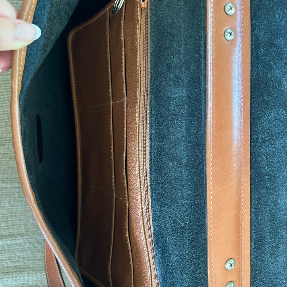 VTG Dooney & Bourke All Weather Leather Pebbled Black Messenger Briefcase Bag - Picture 6 of 9